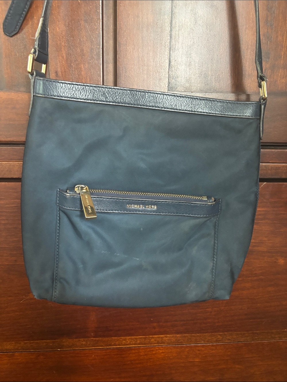 Michael Kors Navy Crossbody Bag with Front Zip Pocket